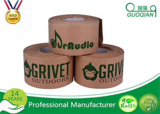 100% costumes recicláveis da fita do papel de embalagem de 24mm 36mm 48mm Imprimiram a fita de Kraft fornecedor