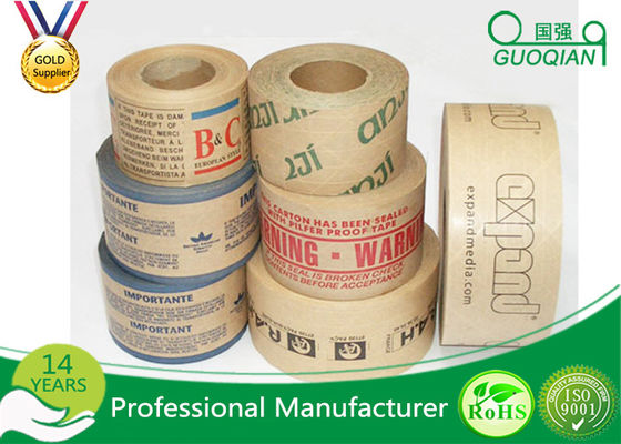 100% costumes recicláveis da fita do papel de embalagem de 24mm 36mm 48mm Imprimiram a fita de Kraft fornecedor
